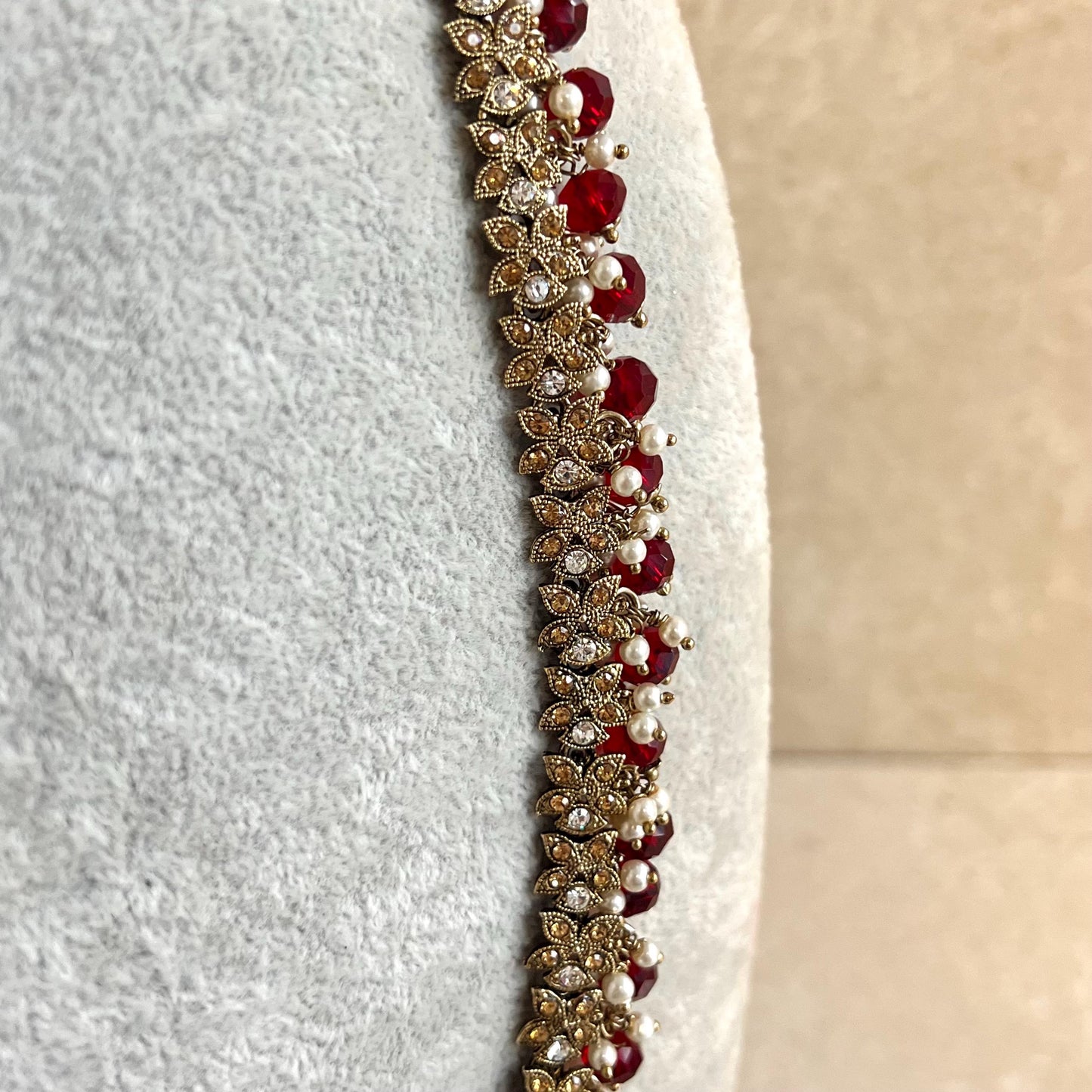 Bridal Maroon/Golden Long Mala/ Haar/ Long Necklace/ Unique Style/ Indian/ Pakistani/Fashion Jewellery/ Gift for Women