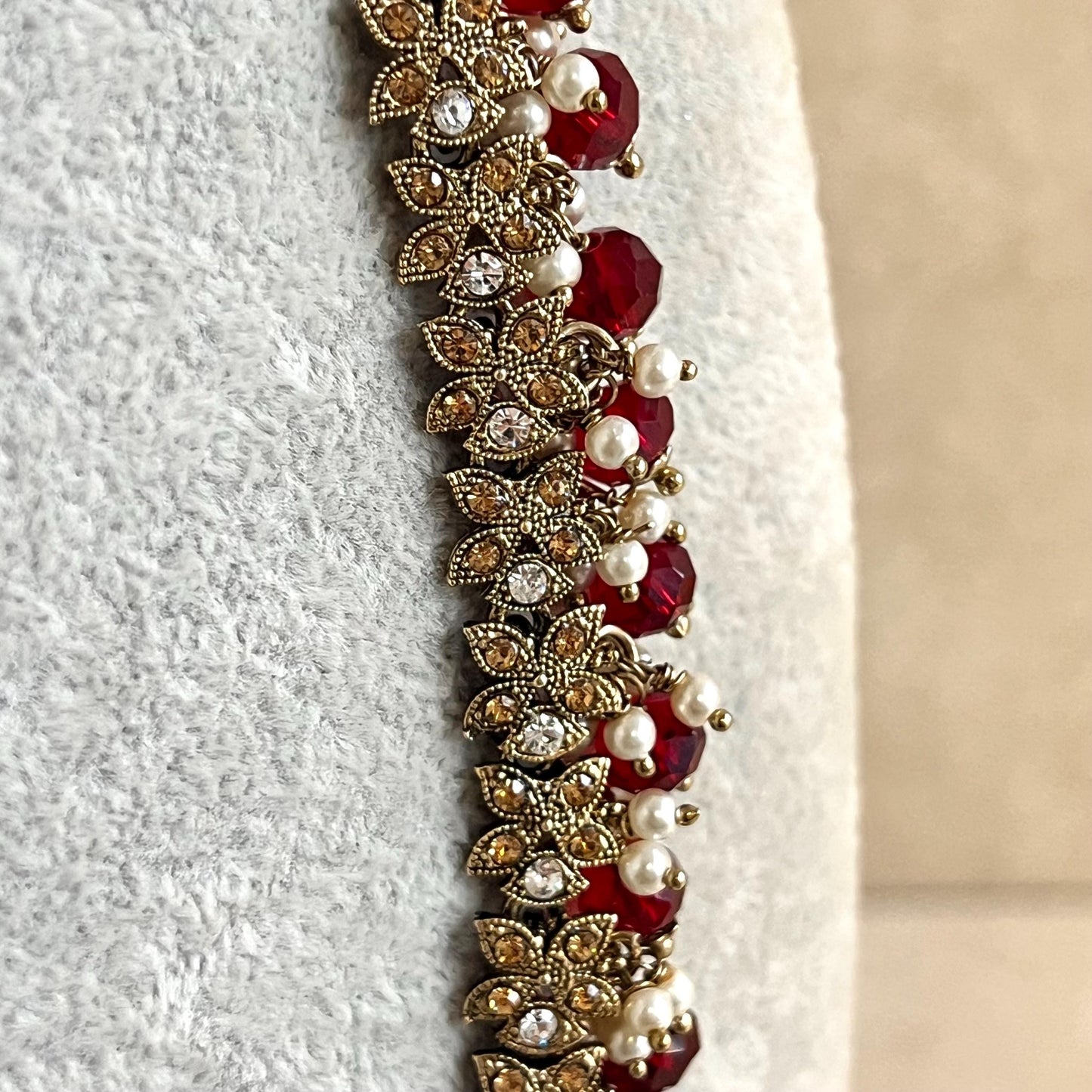 Bridal Maroon/Golden Long Mala/ Haar/ Long Necklace/ Unique Style/ Indian/ Pakistani/Fashion Jewellery/ Gift for Women