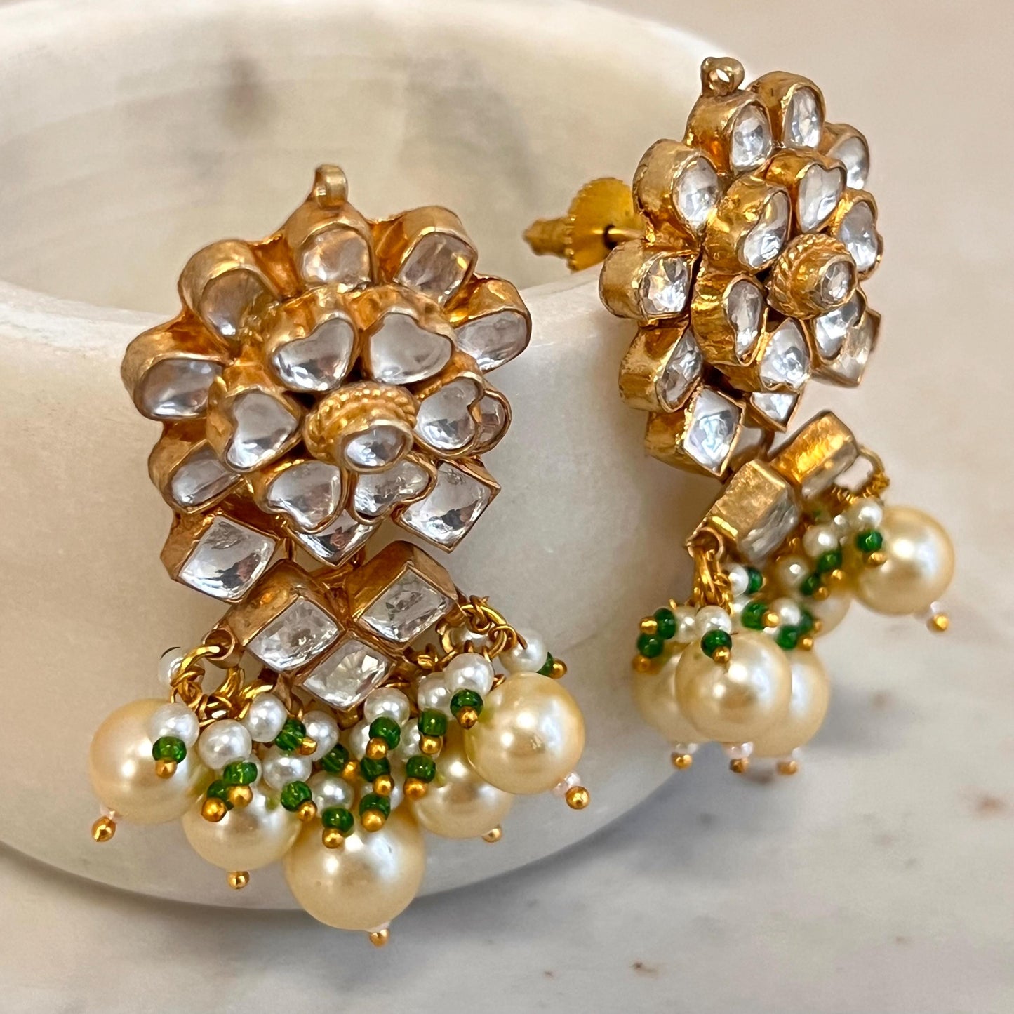Kundan Stud Earring Tikka/ Tikli/ Bright Gold Pearl High Quality Punjabi Indian Pakistani Fashion Jewellery/Maang Tikkas