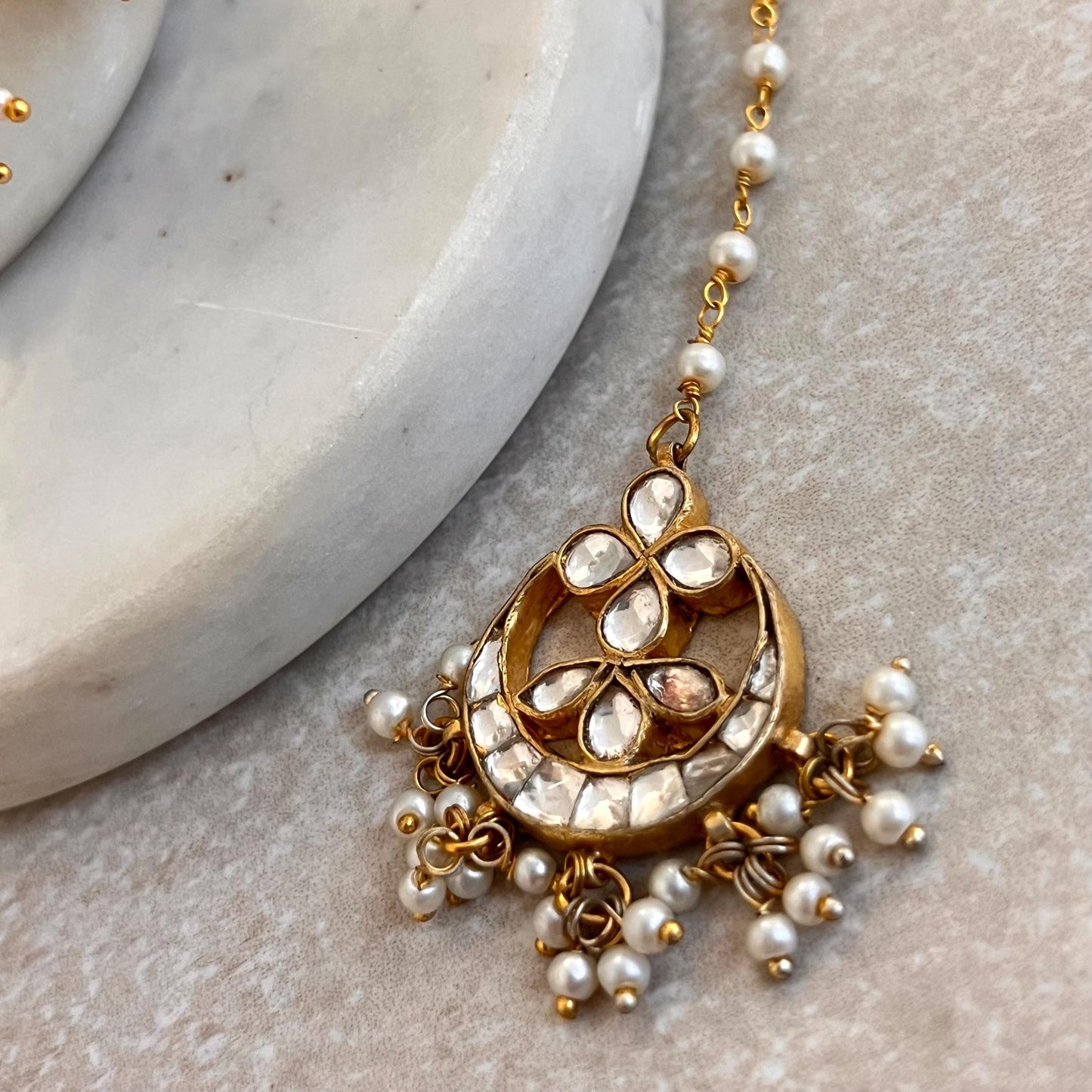 Kundan Stud Earring Tikka/ Tikli/ Bright Gold Pearl High Quality Punjabi Indian Pakistani Fashion Jewellery/Maang Tikkas