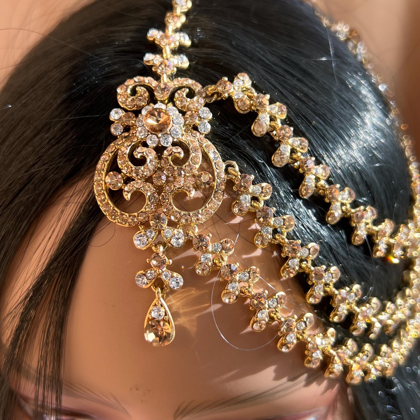 New Fashion Fancy Jhumar! Jhoomar Passa with Tikka One Piece Stylish Trending Indian Pakistani Style Bollywood Antique Gold Clear Rhinestone