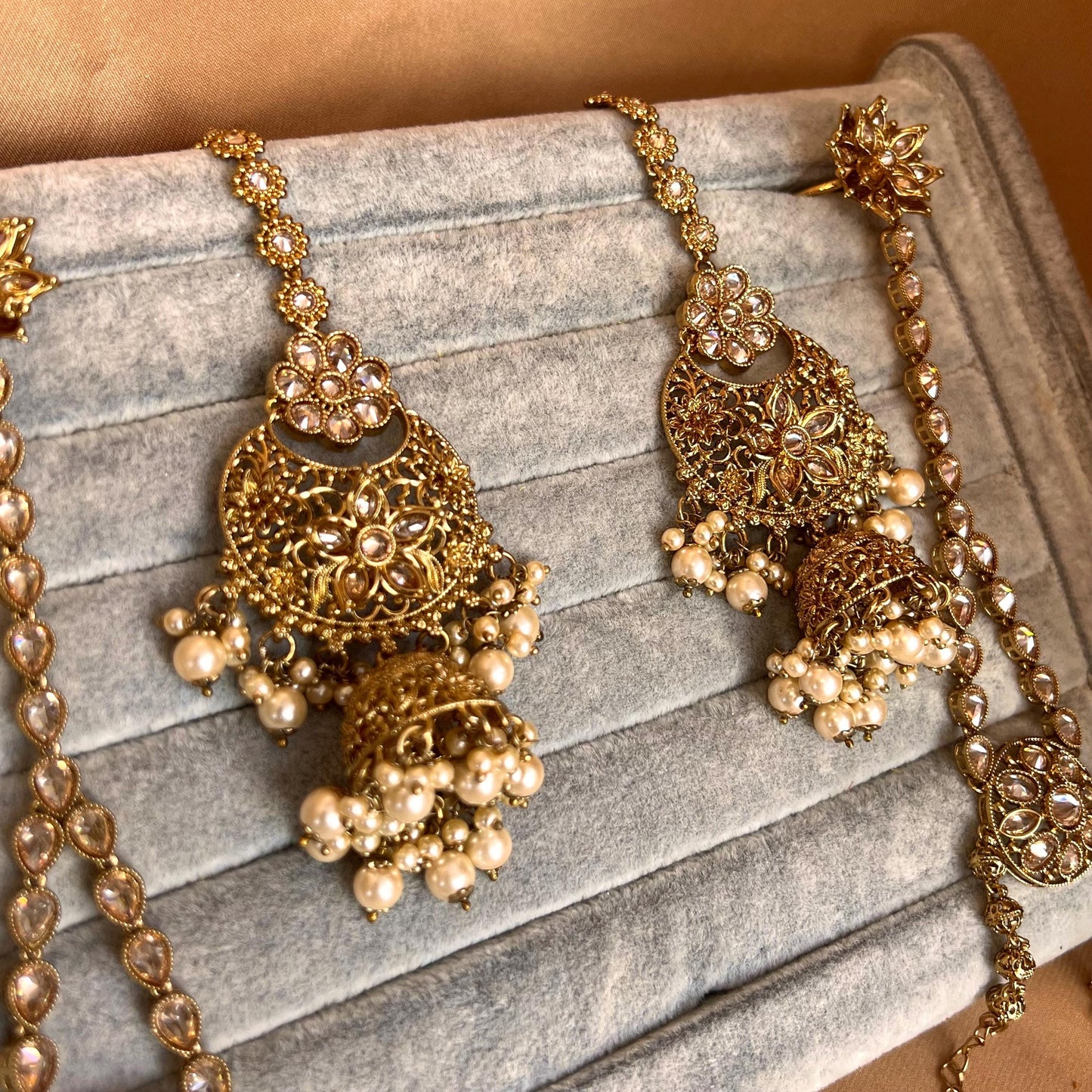 Antique Gold & Champagne Bridal Choker Set - Slightly Imperfect
