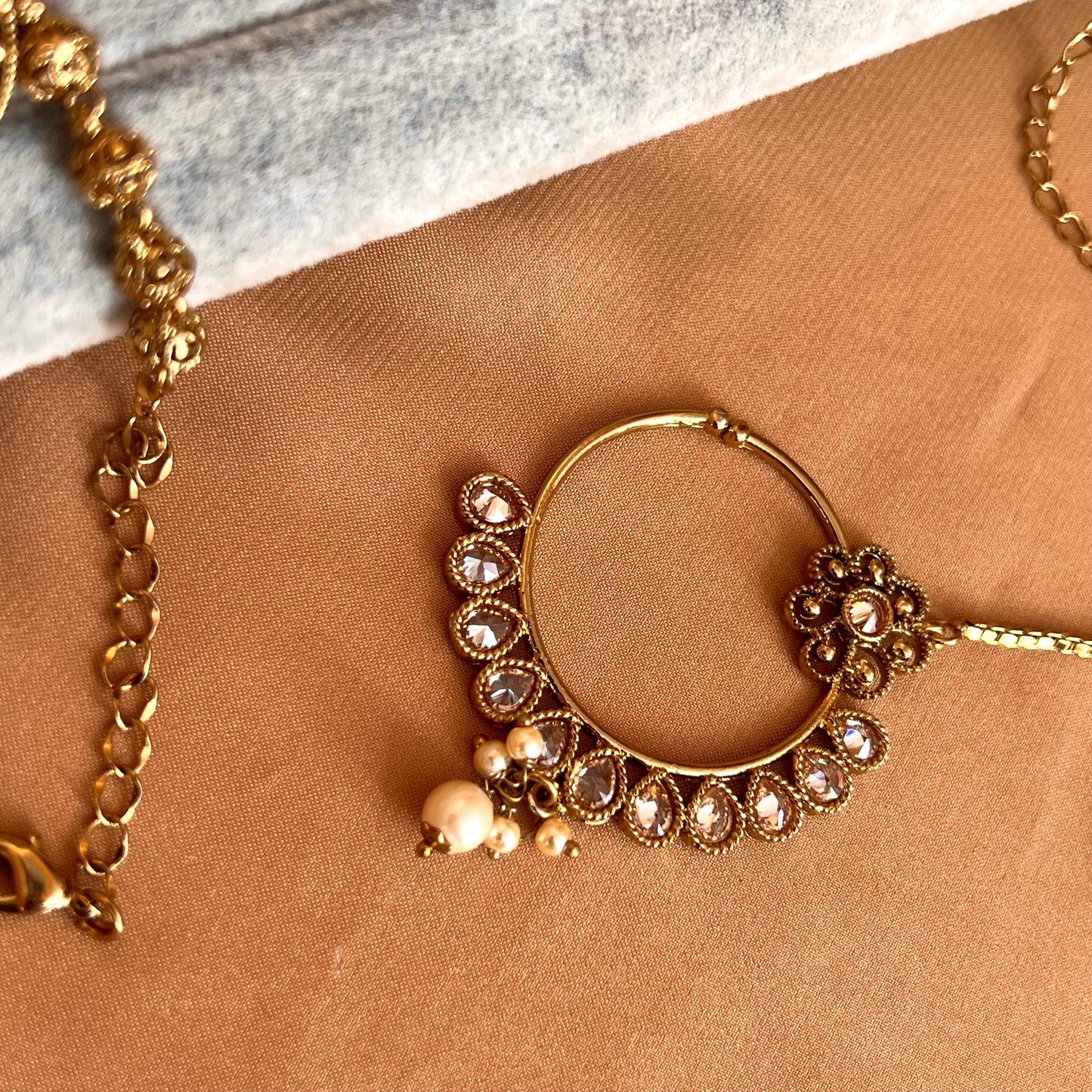 Antique Gold & Champagne Bridal Choker Set - Slightly Imperfect