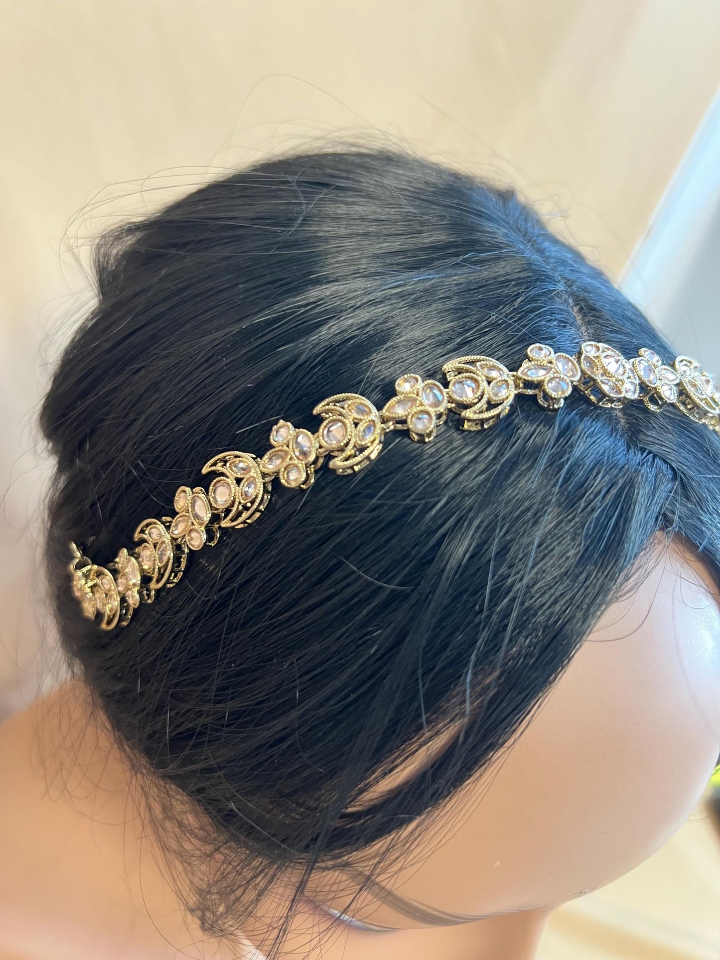 Champagne Mathapatti (Headband) /Indian/Pakistani/Fashion Jewellery/ Bridal Forehead Jewellery Headpiece/Bollywood /phoolpatti