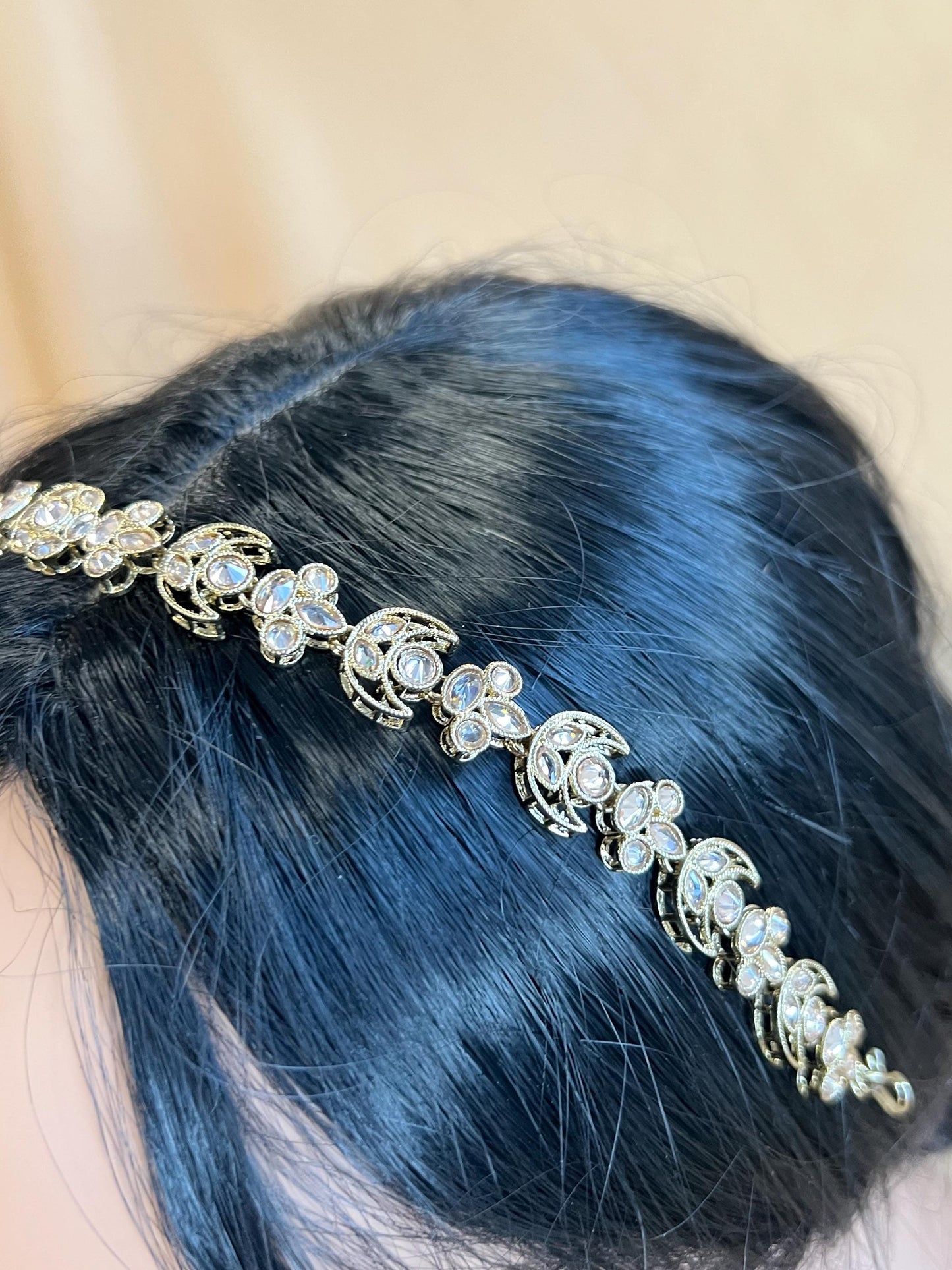 Champagne Mathapatti (Headband) /Indian/Pakistani/Fashion Jewellery/ Bridal Forehead Jewellery Headpiece/Bollywood /phoolpatti