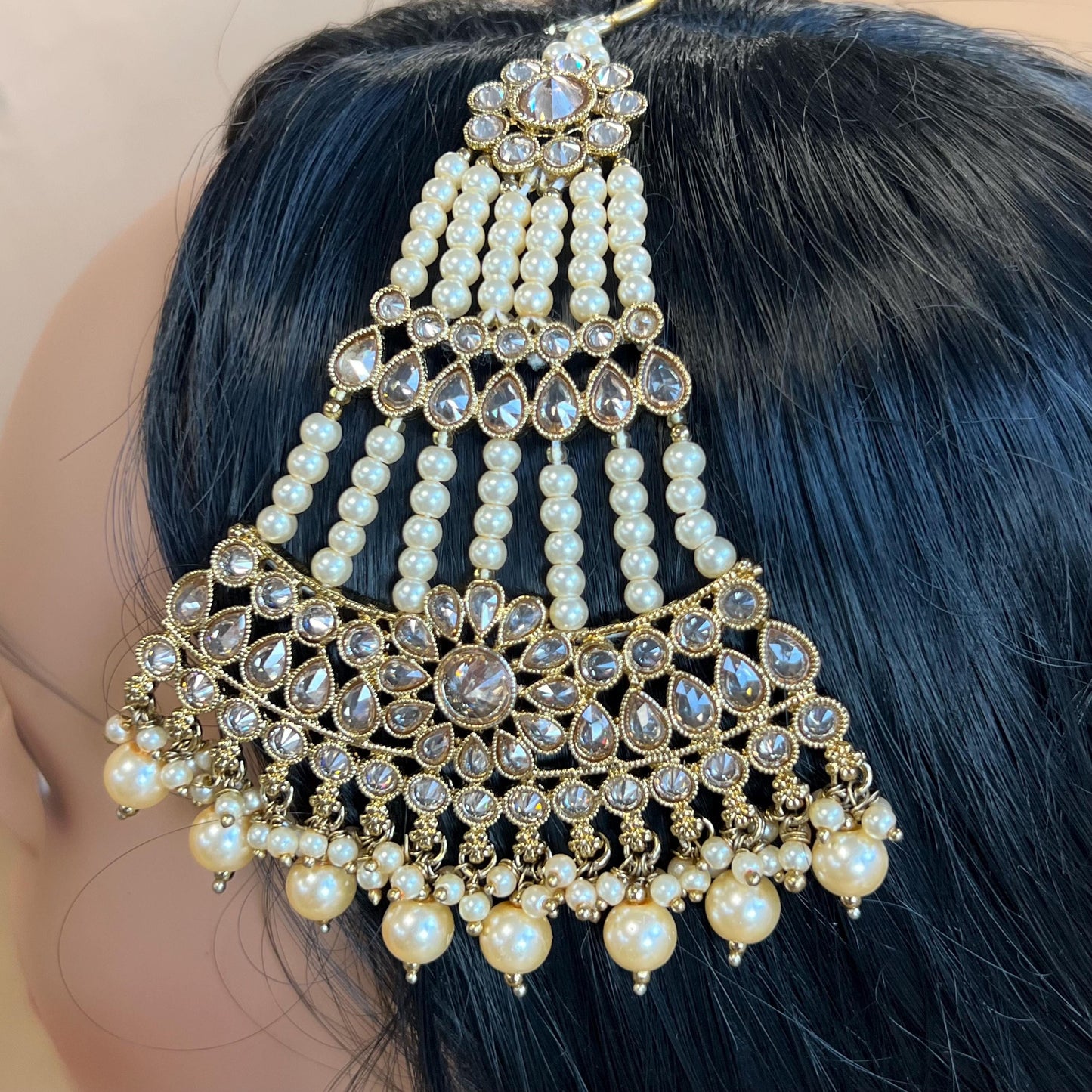 Champagne Pearl Jhumar/ Passa/ Indian/ Pakistani Style/Headpieces/Champagne Passa/Gold Jhumar/Gold Passa/Pakistani Jhumar