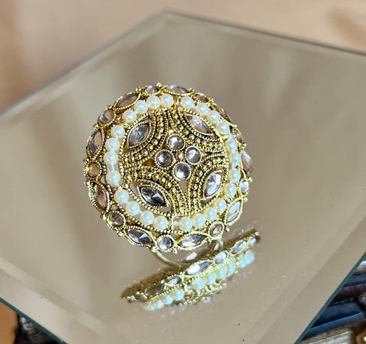 Champagne Medium Round Hand Ring/Rings/Fashion Jewellery/ Gift for Women/Indian/Pakistani style