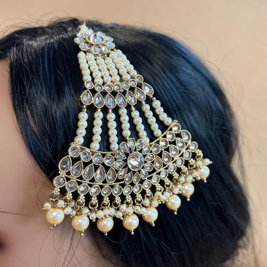 Champagne Pearl Jhumar/ Passa/ Indian/ Pakistani Style/Headpieces/Champagne Passa/Gold Jhumar/Gold Passa/Pakistani Jhumar