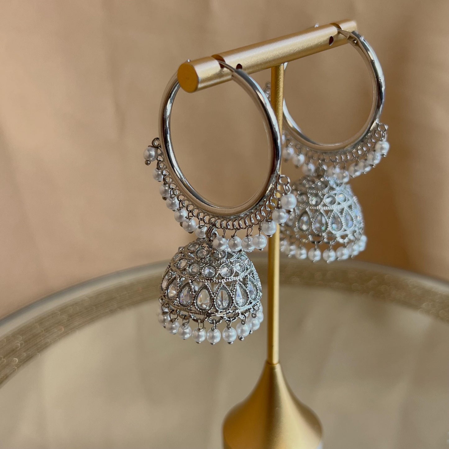 Silver Medium Hoop Jhumka Earrings/Indian Earrings/Pakistani/Indian Jewellery/Silver Jewellery/Gifts for Women/Eid Gifts/Earring Sale