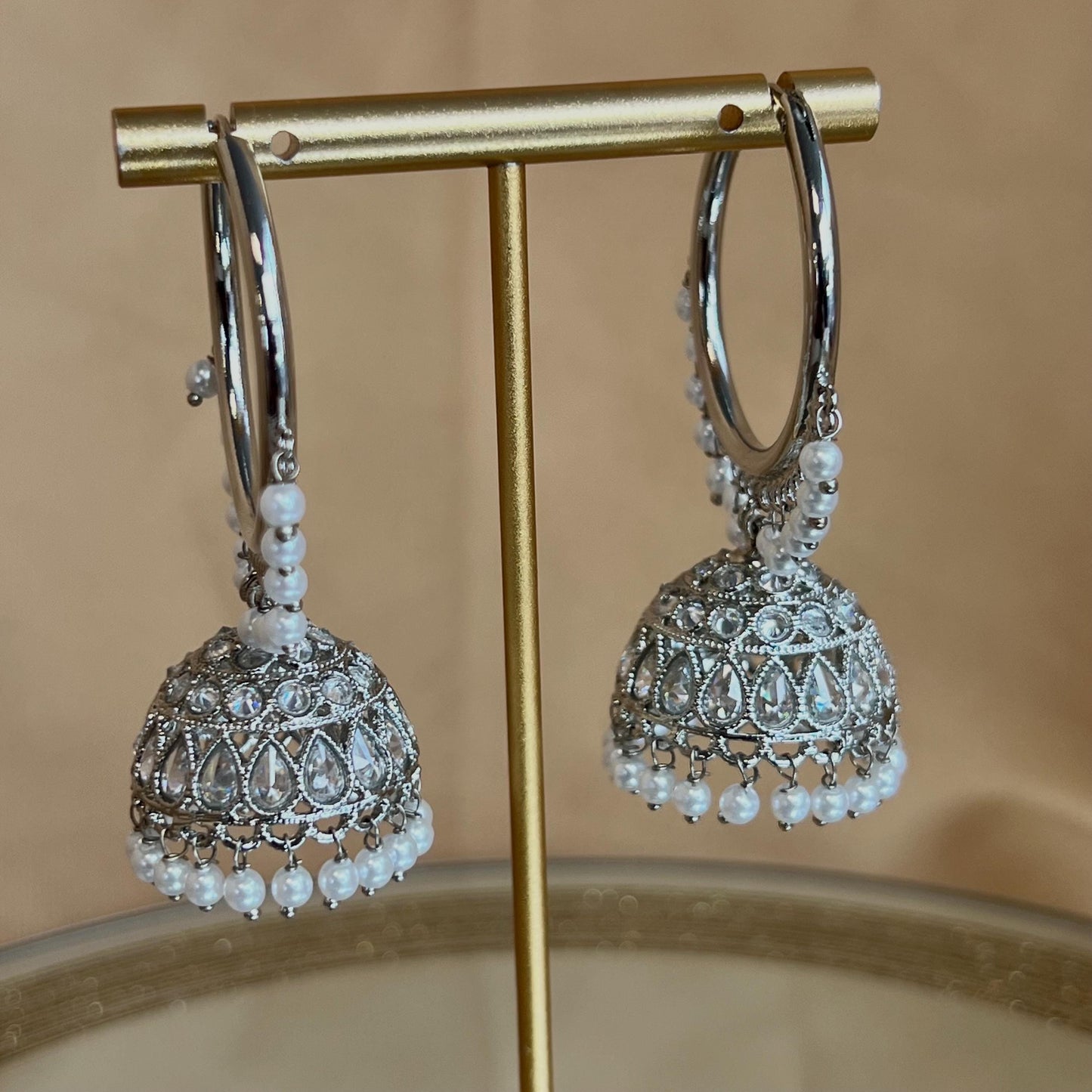 Silver Medium Hoop Jhumka Earrings/Indian Earrings/Pakistani/Indian Jewellery/Silver Jewellery/Gifts for Women/Eid Gifts/Earring Sale