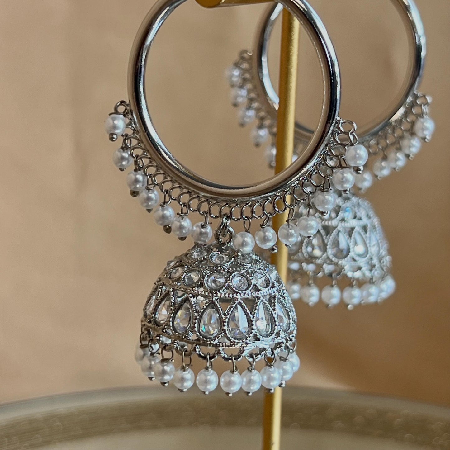 Silver Medium Hoop Jhumka Earrings/Indian Earrings/Pakistani/Indian Jewellery/Silver Jewellery/Gifts for Women/Eid Gifts/Earring Sale
