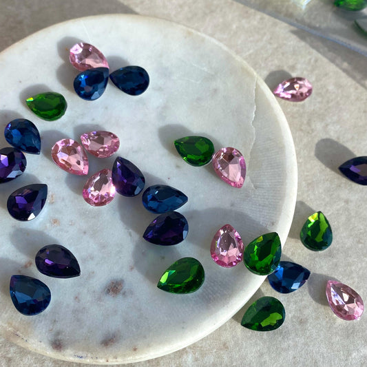 Gem Stones Plastic Jewellery Making High Quality Multicolour Fashion Design Jewellery Tear Drop Stones Arts Craft Project