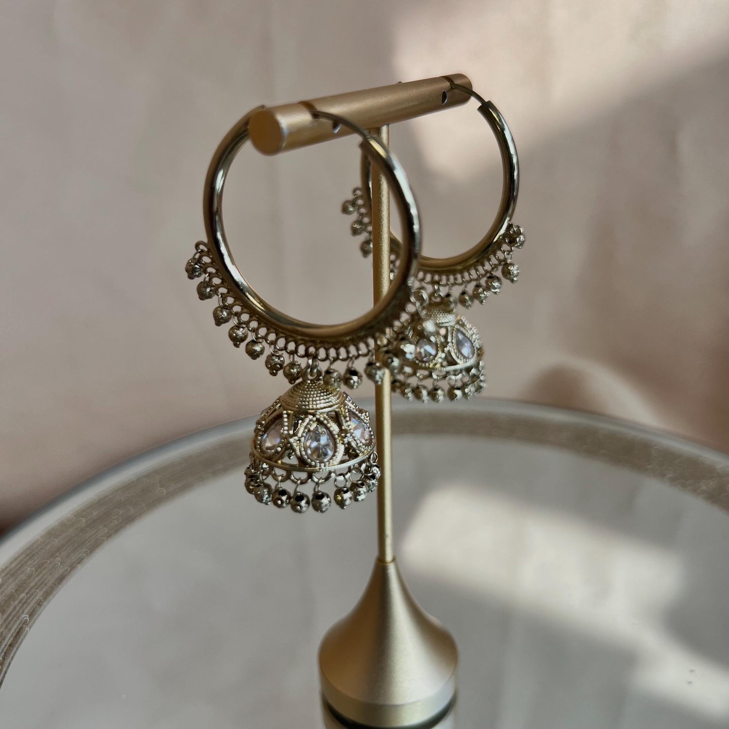 Pierced Antique Gold Ball Hoop Jhumka Earrings/ Pakistani Fashion/Gift for Women/Eid Gifts/Earrings Sale/Jhumka Sale/Clear Jhumkis