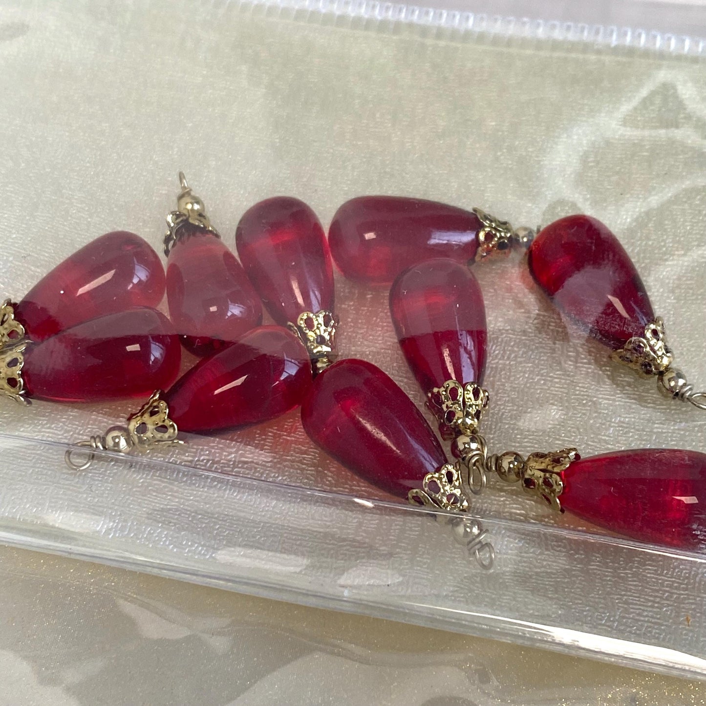 Glass beads with Cap Jewellery Making High Quality Multicolour Fashion Design Jewellery Tear Drop Stones Arts Craft Project