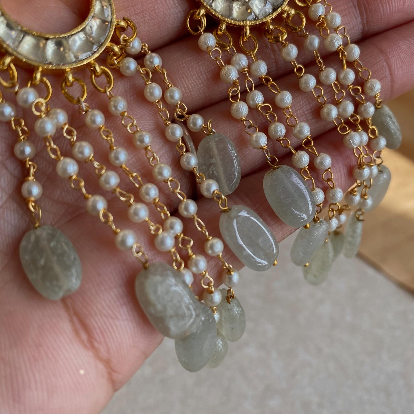 Handcrafted Ruby and Jade Green Indian Kundan Earrings - Traditional Bridal Jewelry High Quality