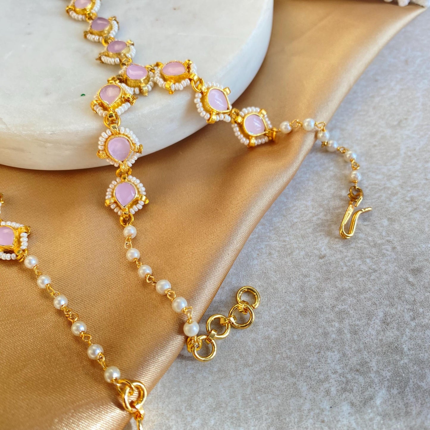 Pink Real Kundan Hand Harness - Single/ Fashion Jewellery/ Gift for Women/Indian/Pakistani style /Haathphool/Hand Accessory