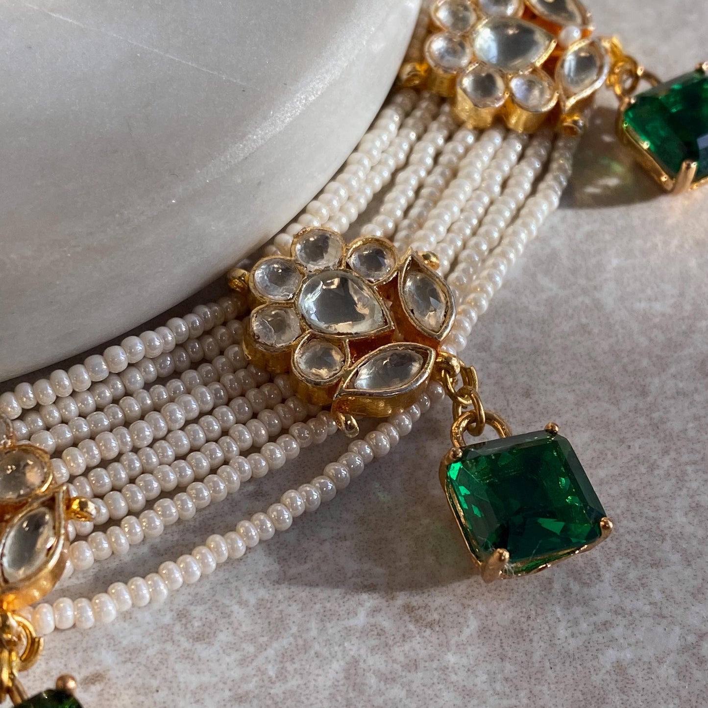 Green Real Kundan Bright Gold Choker Only High Quality Indian Pakistani Jewellery Pearl Fashion