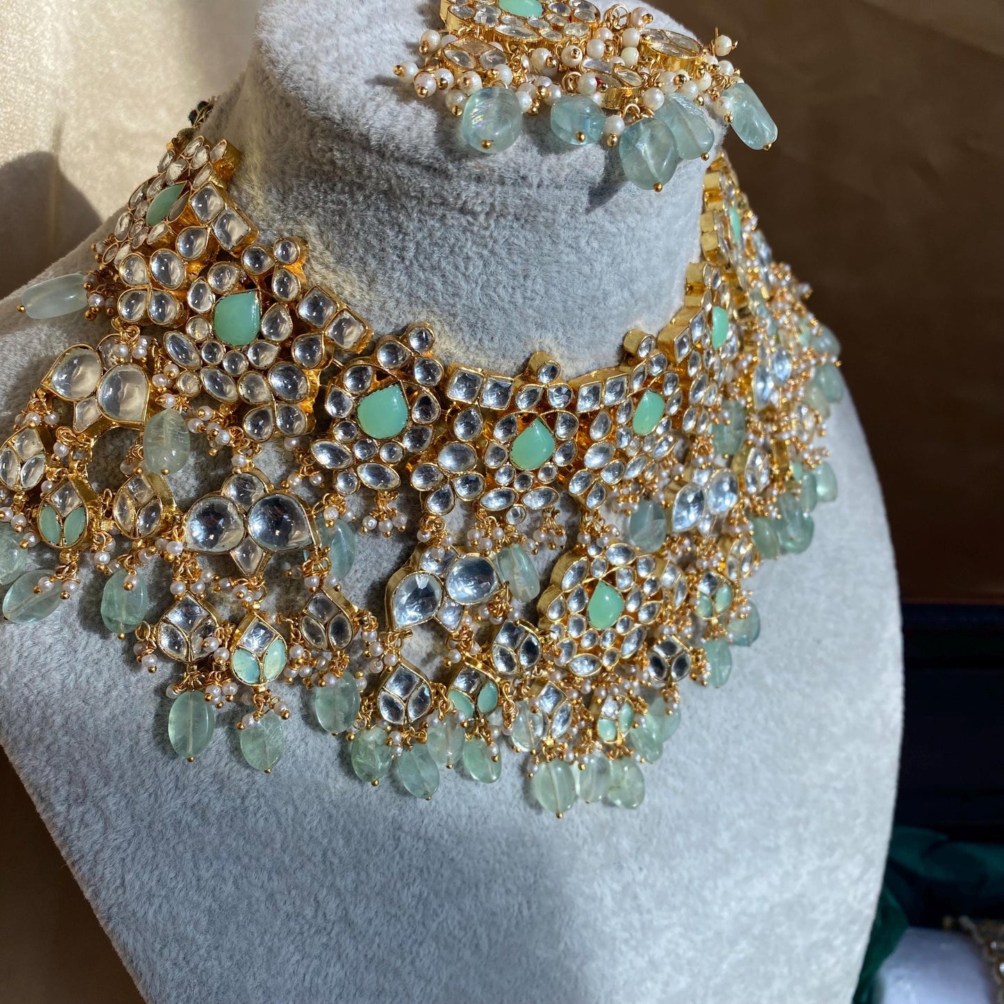 Mint Real Kundan Bright Gold Necklace Set Earring Tikka Traditional  Unique Style/ Indian/ Pakistani/Fashion Jewellery Gift for Women Bridal