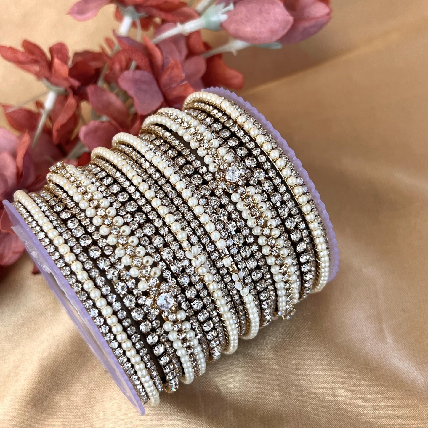 Clear Pearl Small Bangle Set Both Arms - 2.6/Indian/Clear Bangle Set/Pearly Bangles/Pakistani/Bangles/ Fashion Bracelet
