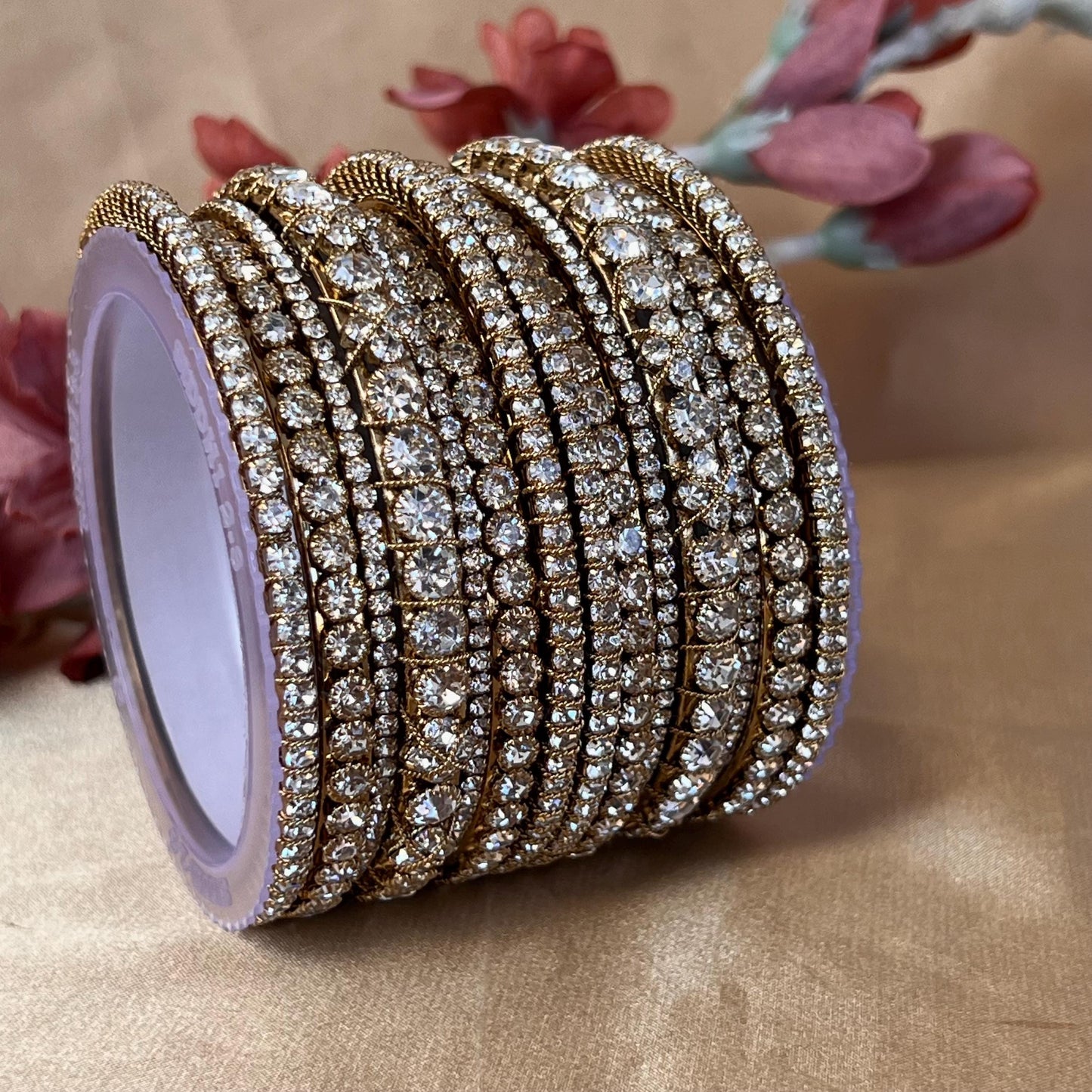 Clear Bangle Set Both Arms - 2.8/Clear Bangle Set/Clear Indian Bangles/Kada Clear Bangles/Kada Bangle Sets/Indian Bangle Sets