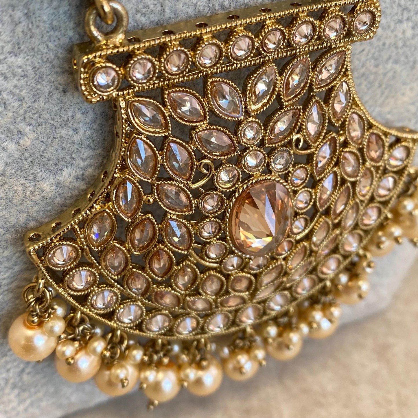 CLEARANCE Champagne Pearl Golden Long Mala/ Haar/ Long Necklace/ Unique Style/ Indian/ Pakistani/Fashion Jewellery/ Gift for Women