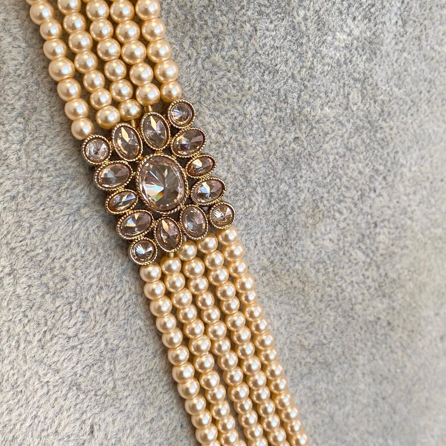 CLEARANCE Champagne Pearl Golden Long Mala/ Haar/ Long Necklace/ Unique Style/ Indian/ Pakistani/Fashion Jewellery/ Gift for Women