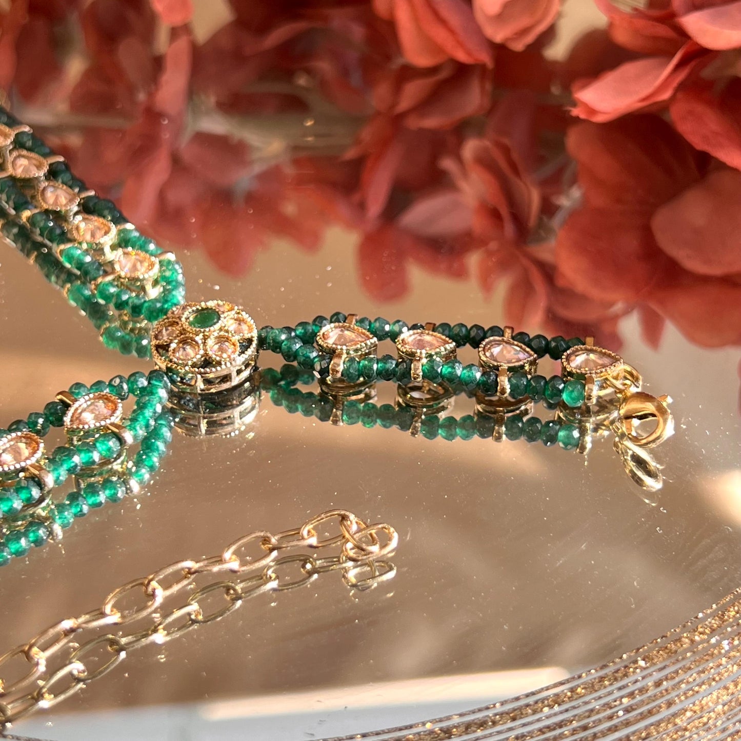 Green Pearl Hand Harness/ Fashion Jewellery/ Gift for Women/Indian/Pakistani style /Haathphool/Hand Accessory