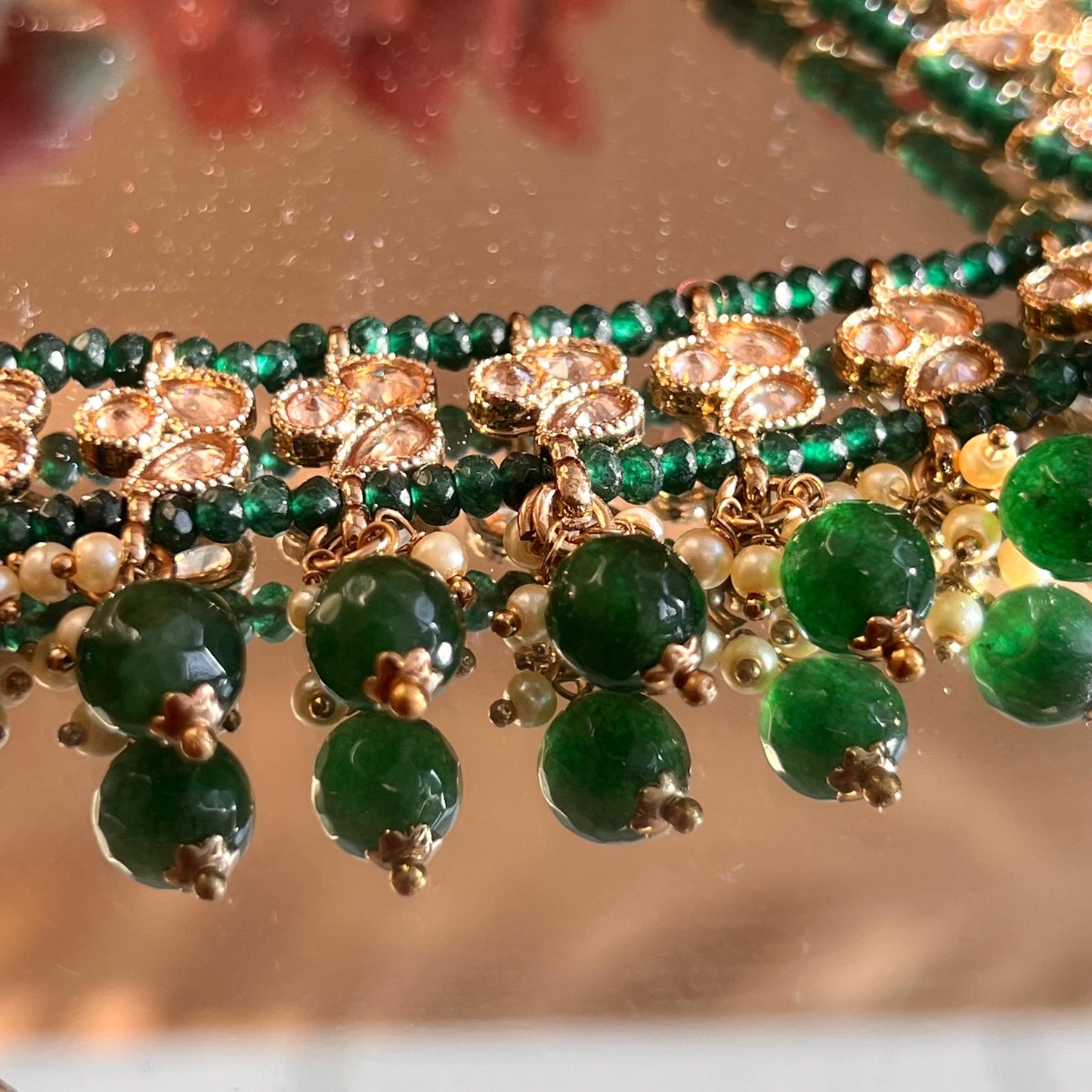 Green/ Golden Mathapatti /Indian/Pakistani/Fashion Jewellery/ Bridal Forehead Jewellery Headpiece/Bollywood /phoolpatti