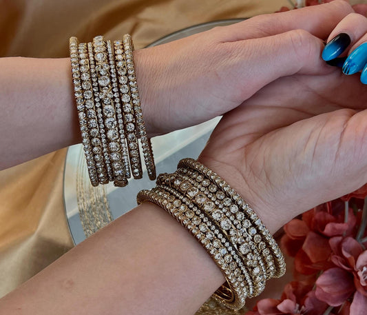 Clear Bangle Set Both Arms - 2.8/Clear Bangle Set/Clear Indian Bangles/Kada Clear Bangles/Kada Bangle Sets/Indian Bangle Sets