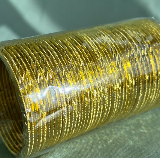 Yellow Shinny Single Bangles - Set of 12 - 2.4 Bangles/ Indian Bangles/Braclets/Indian & Pakistani Jewellery