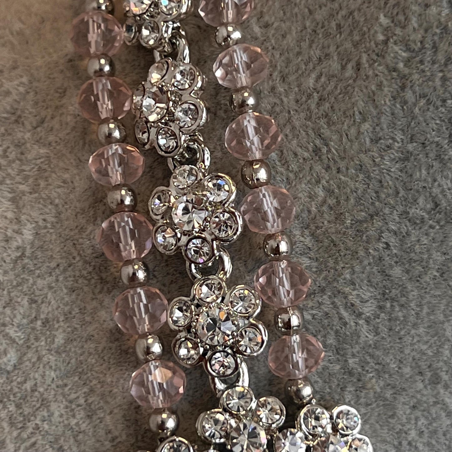 Pink Bead Silver Zircon Crystal/  Long Mala/ Haar/ Long Necklace/ Unique Style/ Indian/ Pakistani/Fashion Jewellery/ Gift for Women