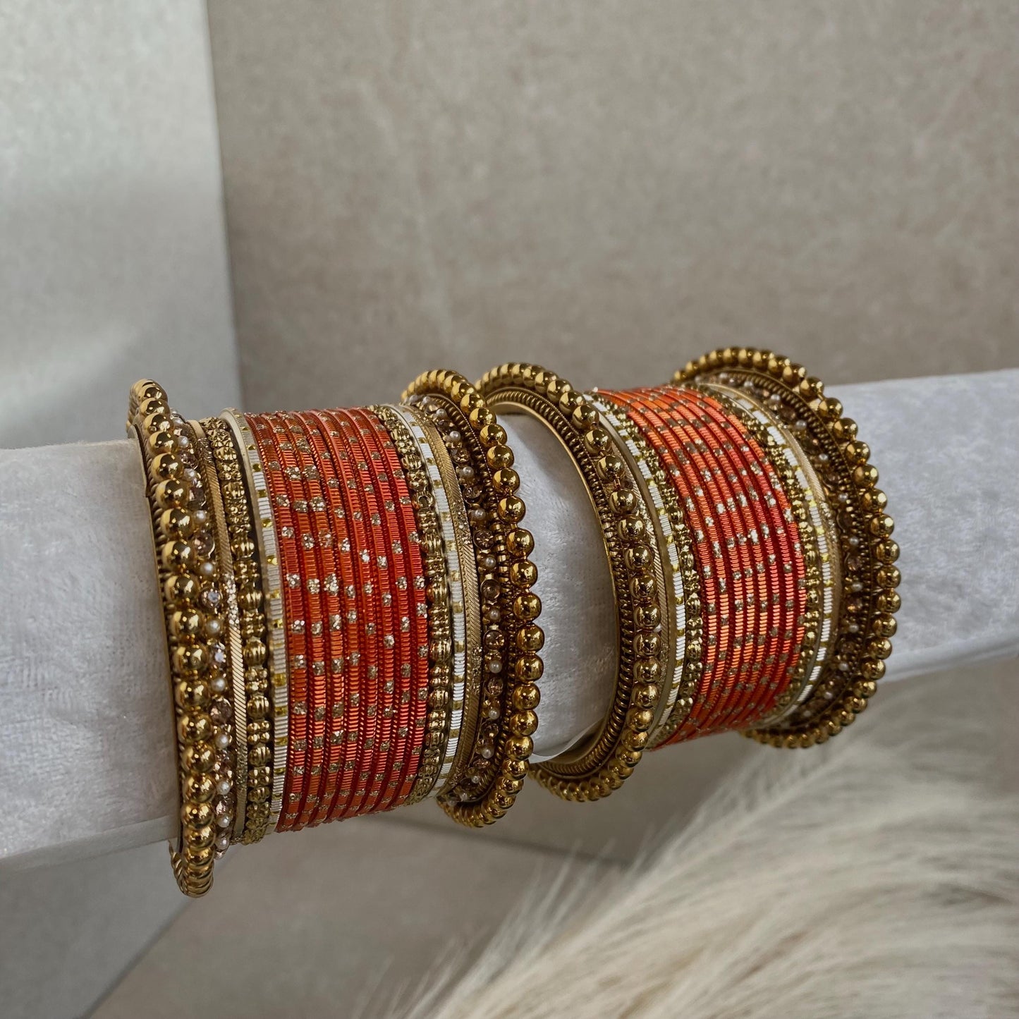 Orange Small Bangle Set/Orange Bangles/Orange Churis/Orange Churi Sets/Orange Indian Bangles/Orange Indian Bangles
