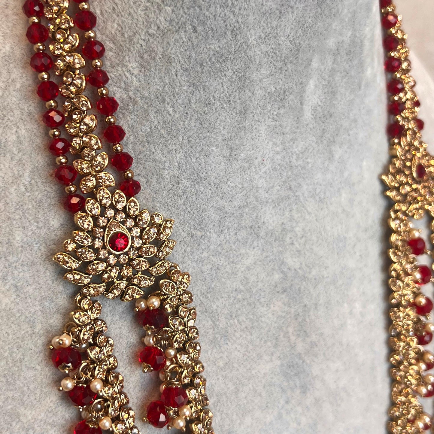 Bridal Maroon/Golden Long Mala/ Haar/ Long Necklace/ Unique Style/ Indian/ Pakistani/Fashion Jewellery/ Gift for Women