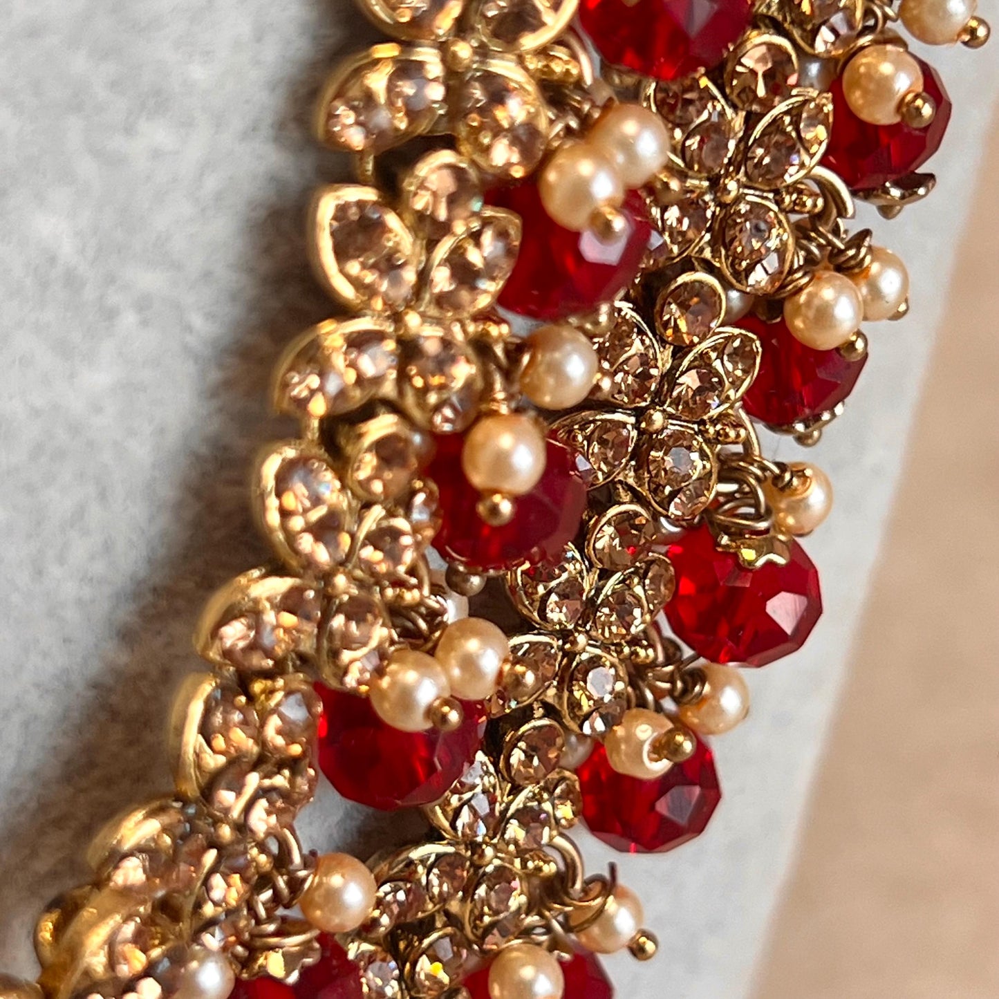 Bridal Maroon/Golden Long Mala/ Haar/ Long Necklace/ Unique Style/ Indian/ Pakistani/Fashion Jewellery/ Gift for Women