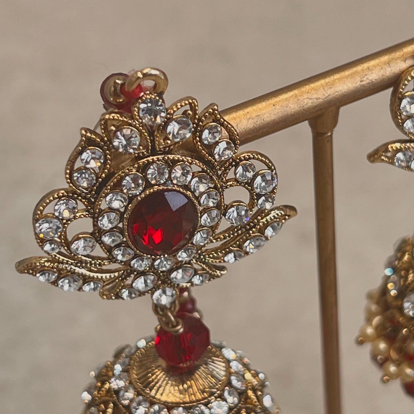 Bridal Maroon/Golden Long Mala/ Haar/ Long Necklace Set Earring Tikka / Unique Style/ Indian/ Pakistani/Fashion Jewellery/ Gift for her