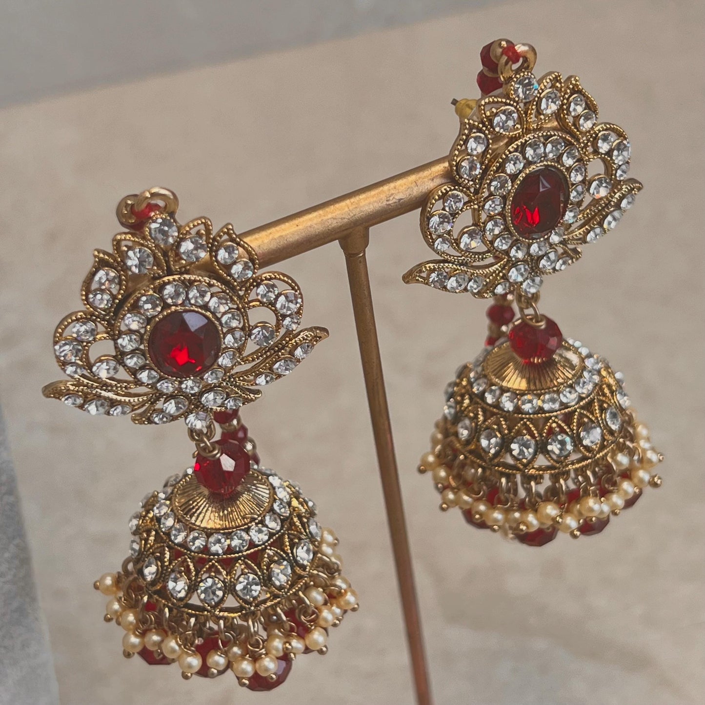 Bridal Maroon/Golden Long Mala/ Haar/ Long Necklace Set Earring Tikka / Unique Style/ Indian/ Pakistani/Fashion Jewellery/ Gift for her