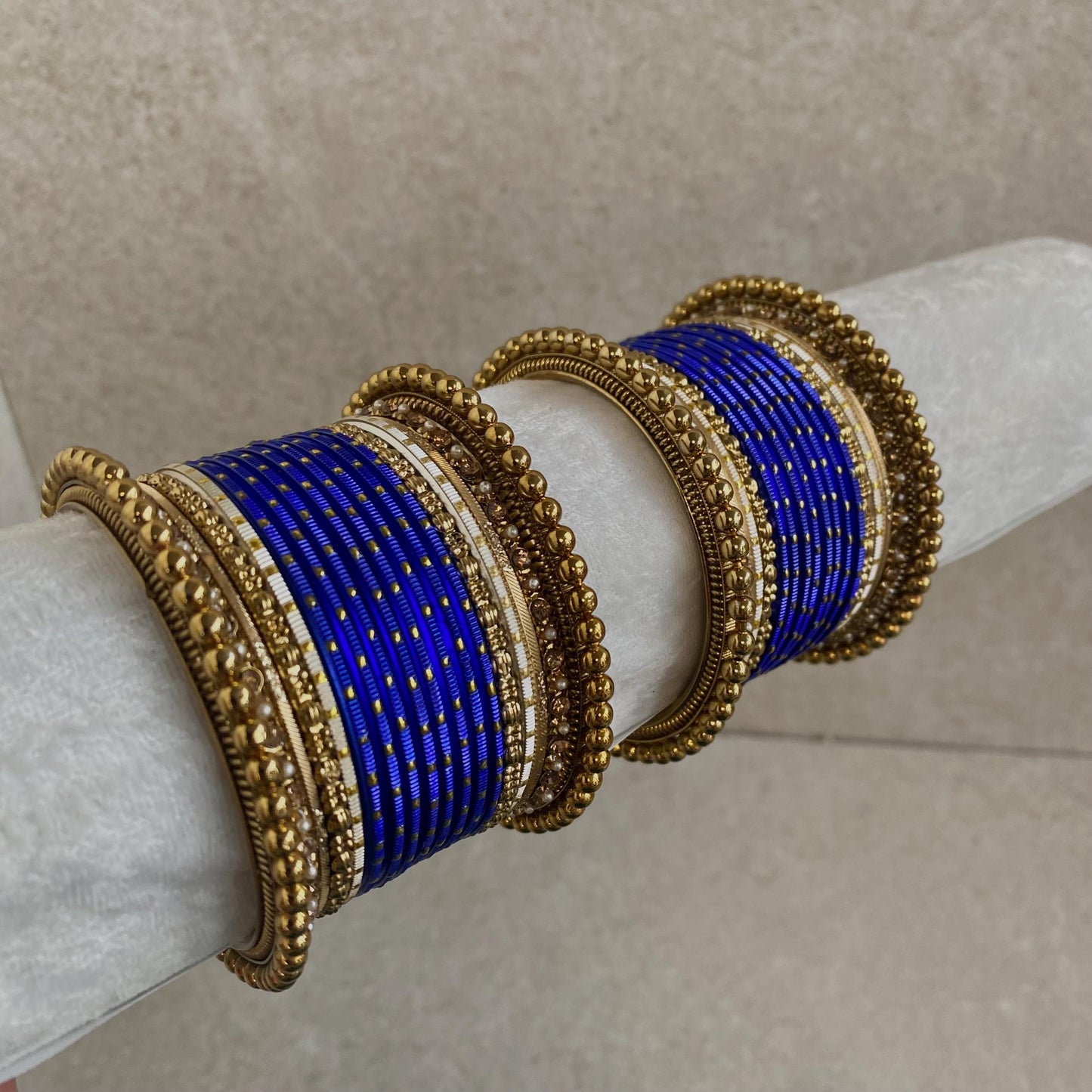 Small Navy Bangle Set/Indian Navy Bangles/Navy Bangle Set/Gold Ball Indian Bangles/Golden Bangles/Navy Churis/Navy Churi Sets
