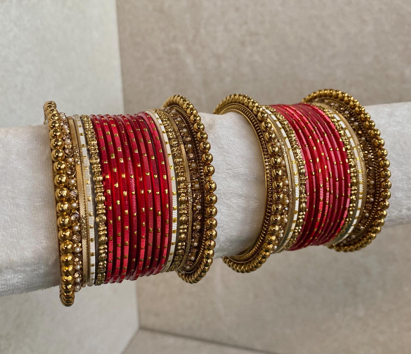 Red Small Indian Bangle Set/Red Bangles/Red Churis/Red Indian Bangle Sets/Gold Ball Bangles/Gold Bold Antique Bangles/Red Churi Sets
