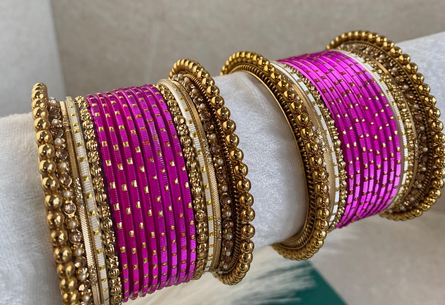 Hot Pink Small Indian Bangle Set/Hot Pink Bangles/Hot Pink Bangle Sets/Pink Bangle Set/Hot Pink Churis/Hot Pink Churi Sets/Indian Bangles