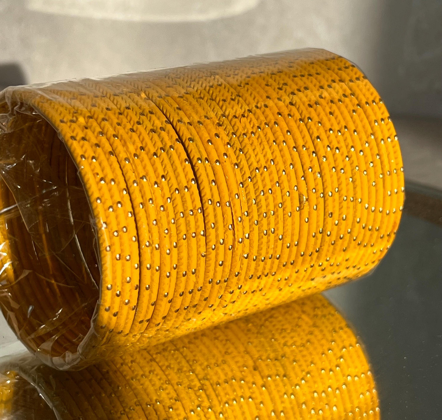 Set of 12 Mustard Single Gold Dot Bangles/ Indian Bangles/Braclets/Indian & Single Bangles