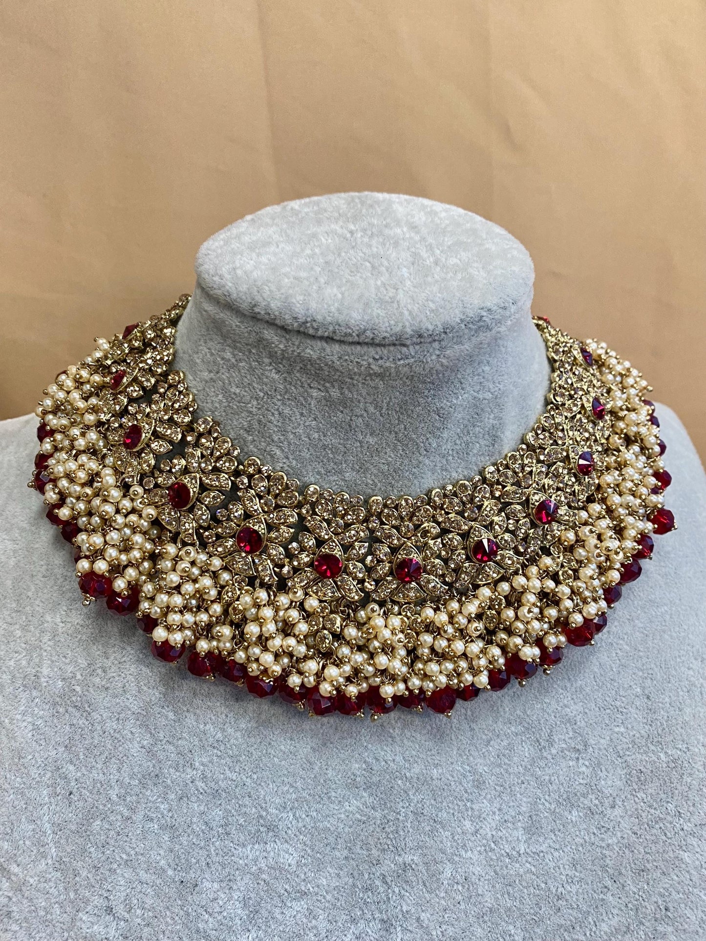 Maroon bridal necklace Only Single Piece Indian/ Pakistani Style/ Wedding/ Fashion Jewellery/ Necklace set