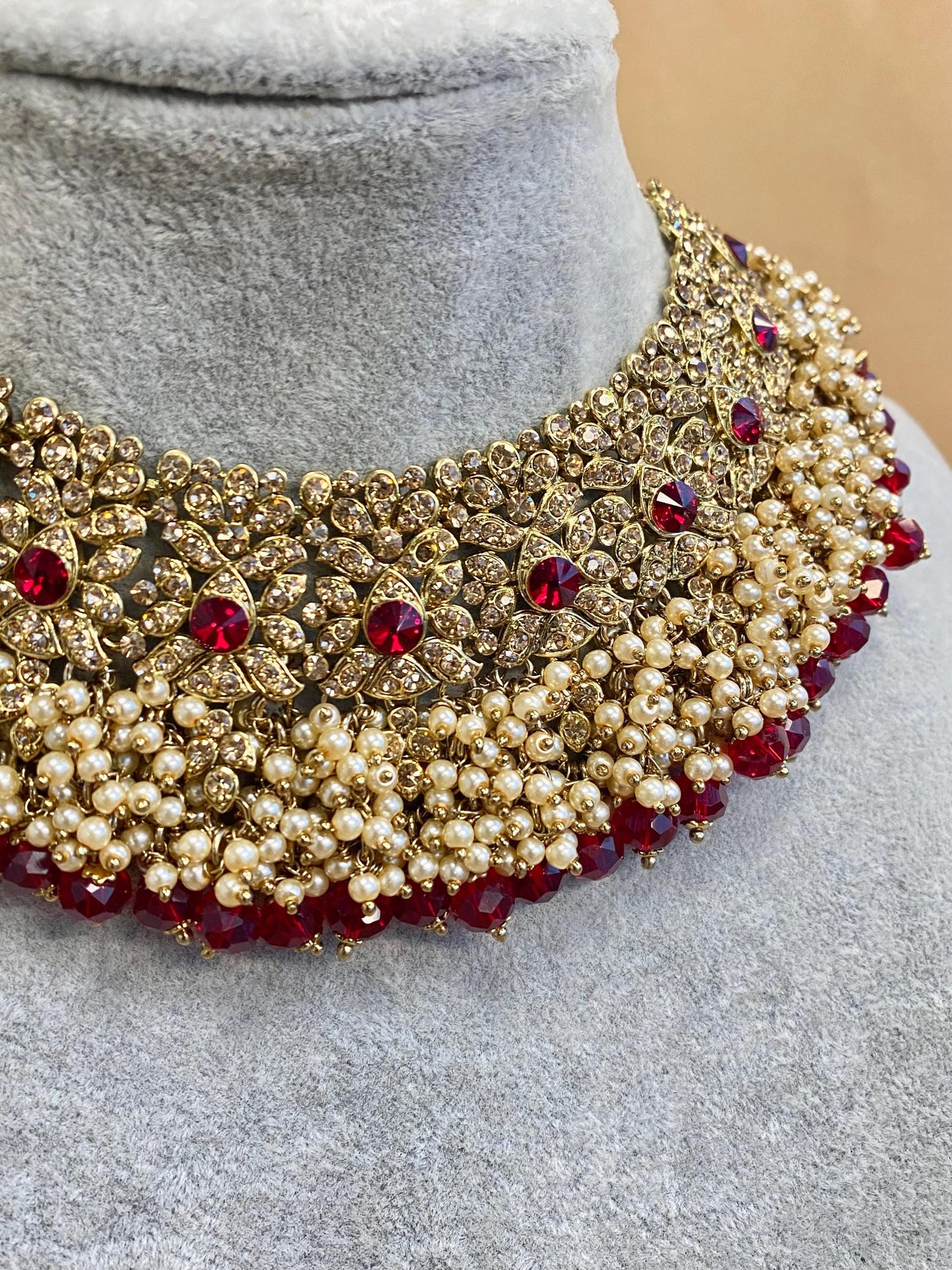 Maroon bridal necklace Only Single Piece Indian/ Pakistani Style/ Wedding/ Fashion Jewellery/ Necklace set