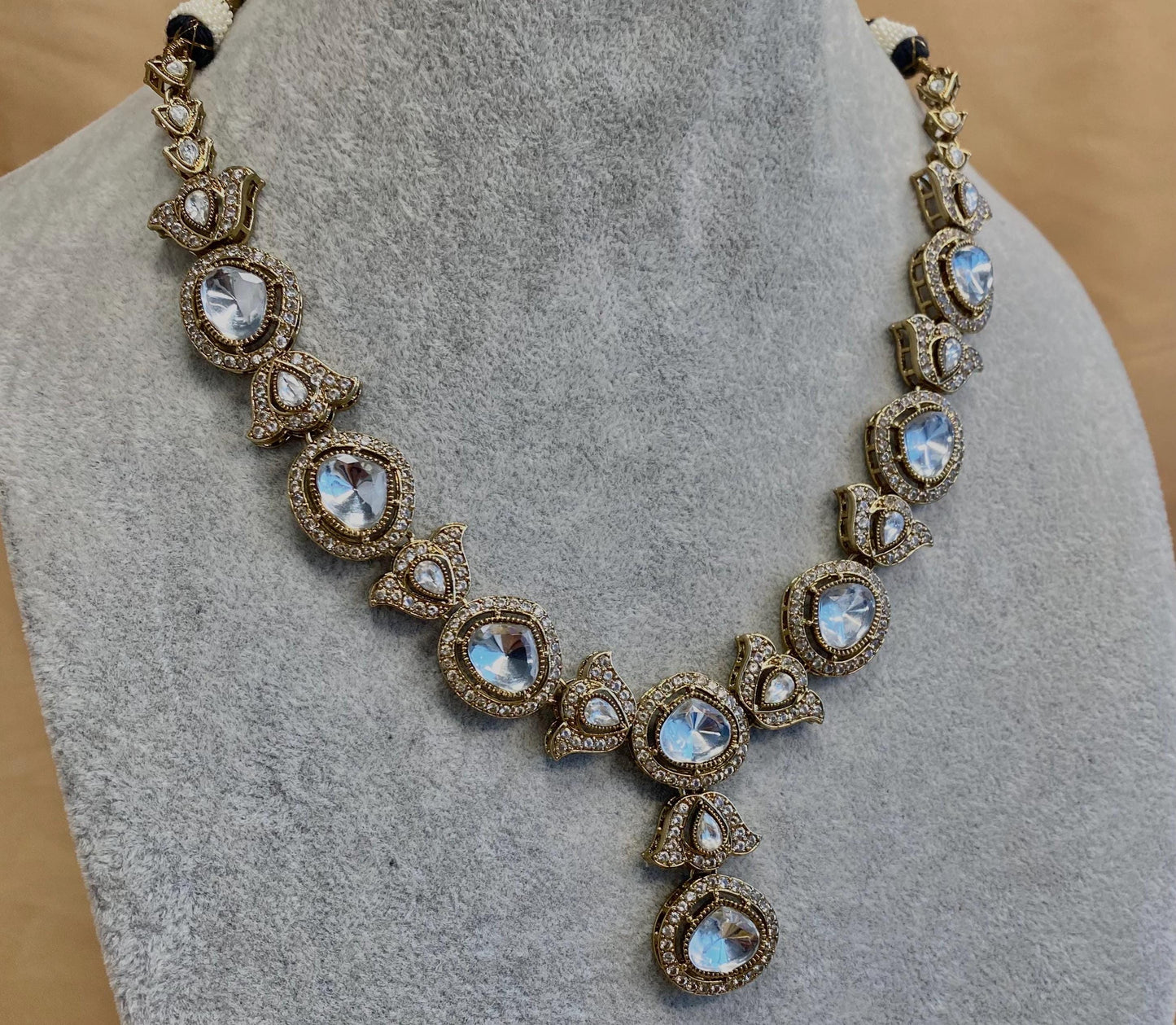 Clear Faux Kundan with Earrings and Tikka/ Unique Style/ Indian/ Pakistani/Fashion Jewellery/ Gift for Women