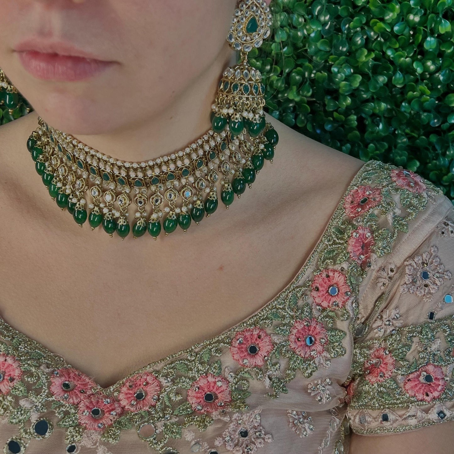 Green Mirror Choker Set/ Mirror Sets/ Mirror Jewellery/Green Mirror Sets/ Pakistani/Fashion Jewellery/ Gift for Women/Choker Sets