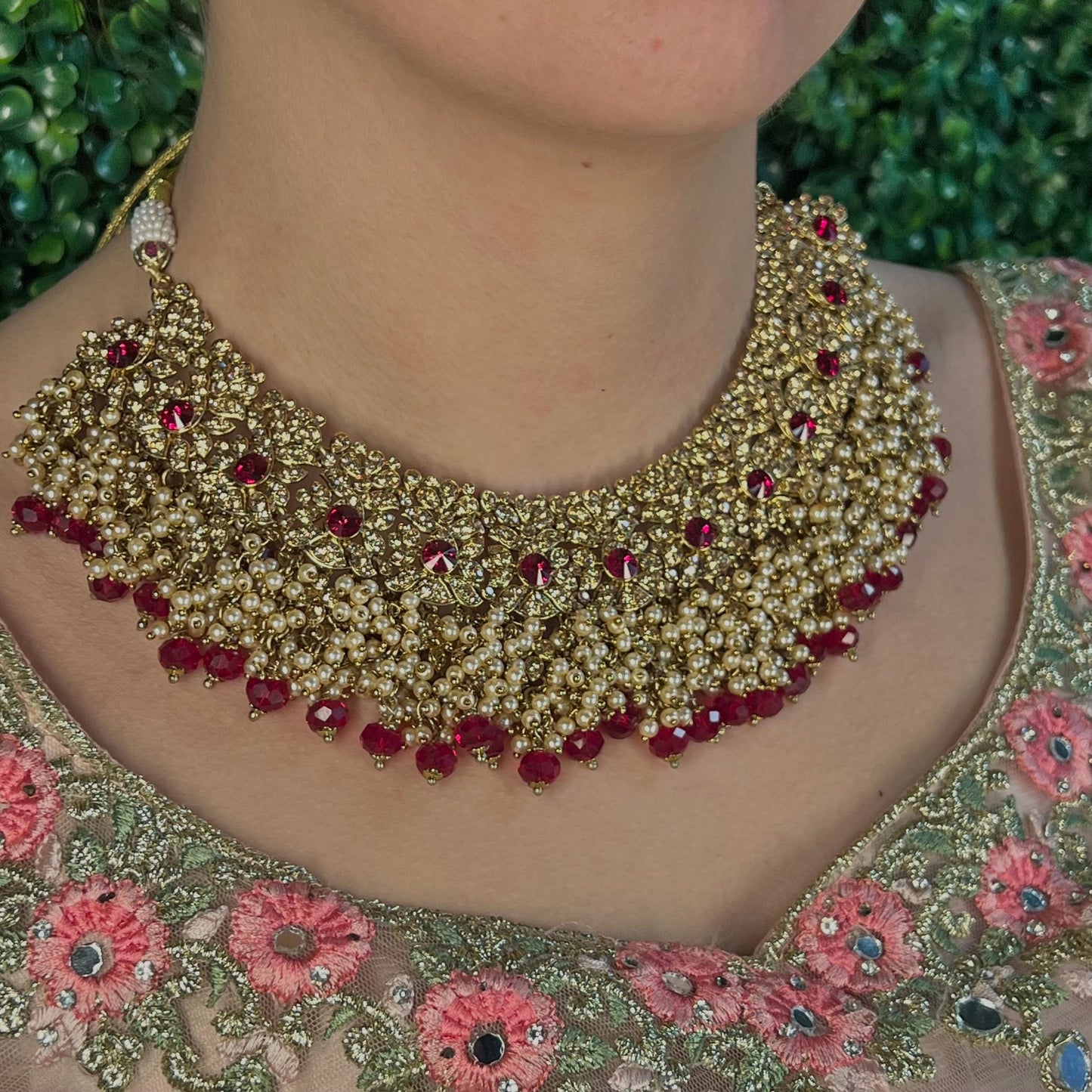 Maroon bridal necklace Only Single Piece Indian/ Pakistani Style/ Wedding/ Fashion Jewellery/ Necklace set