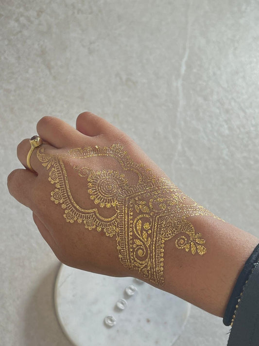 Gold Henna Temporary Tattoo! Mendhi/ Sticker/Lace transfer NEW henna Hand Arm Tattoo Mehandi Sticker Art Temporary