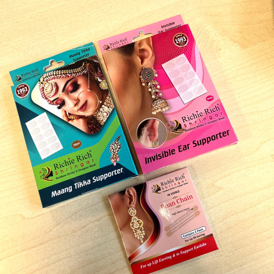 Multipack Support for Earring and Tikka Bridal Essential Indian Pakistani Wedding Maang Tikka Earring Sensitive Skin Invisable Must Have Kit