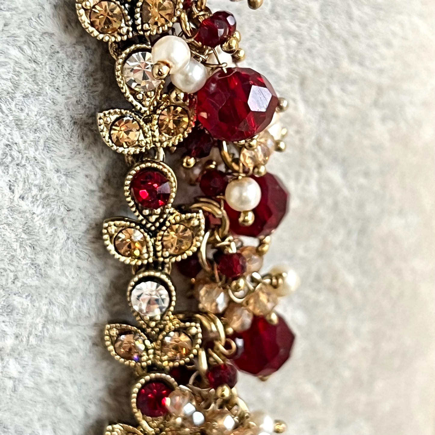 Bridal Maroon/Golden Long Mala/ Haar/ Long Necklace/ Unique Style/ Indian/ Pakistani/Fashion Jewellery/ Gift for Women