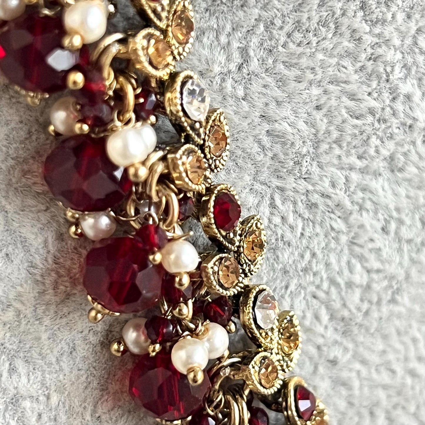 Bridal Maroon/Golden Long Mala/ Haar/ Long Necklace/ Unique Style/ Indian/ Pakistani/Fashion Jewellery/ Gift for Women