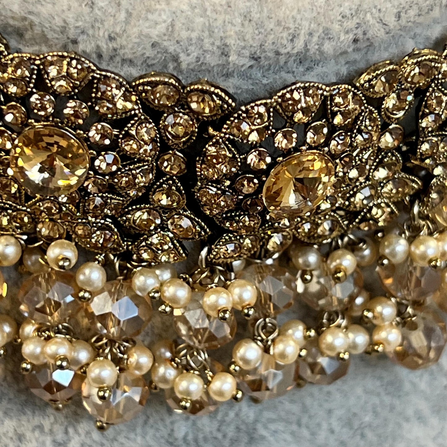 Choker Only- Golden/ Unique Style/ Indian/ Pakistani/Fashion Jewellery/ Gift for Women Golden Bronze Rhinestone Champagne Beads